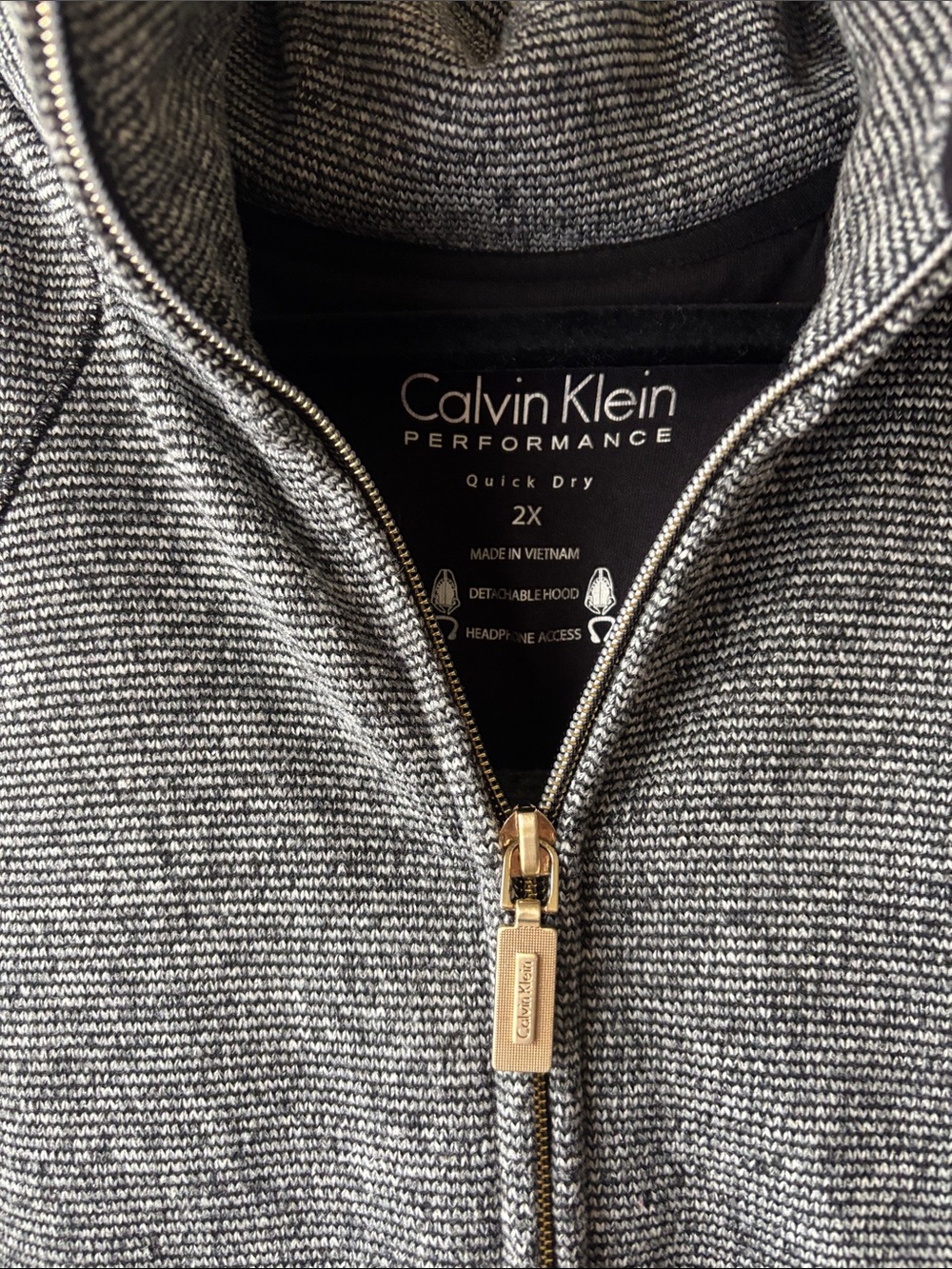 Calvin Klein Performance Heather Gray Zip-Up Hoodie with Gold Hardware - Picture 2 of 3